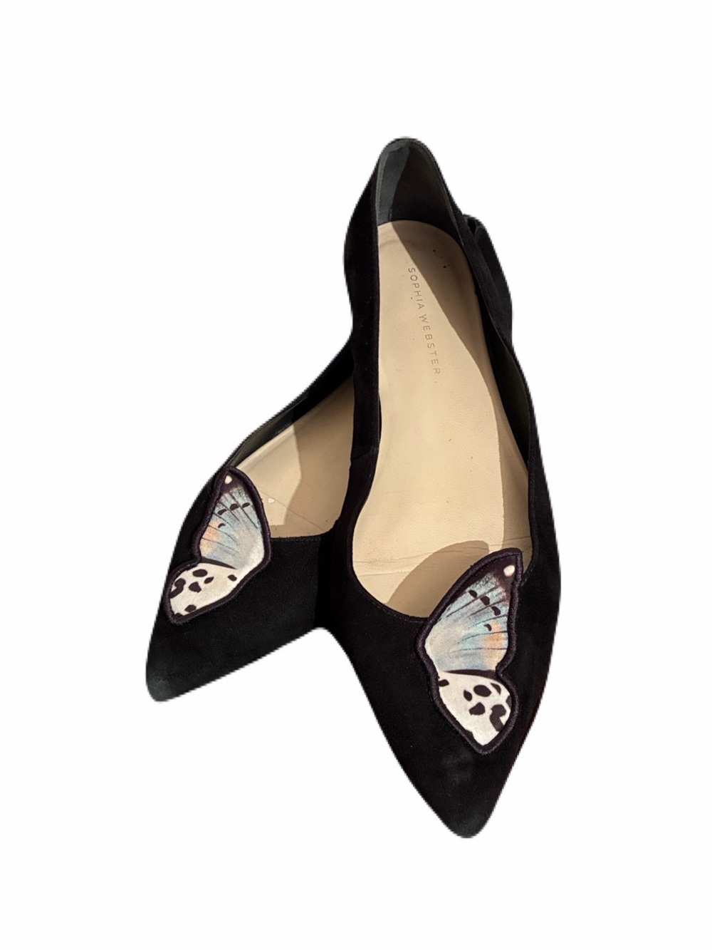 Sophia Webster Butterfly Suede Ballet Flats in Black, Women’s size 38 / US 7.5